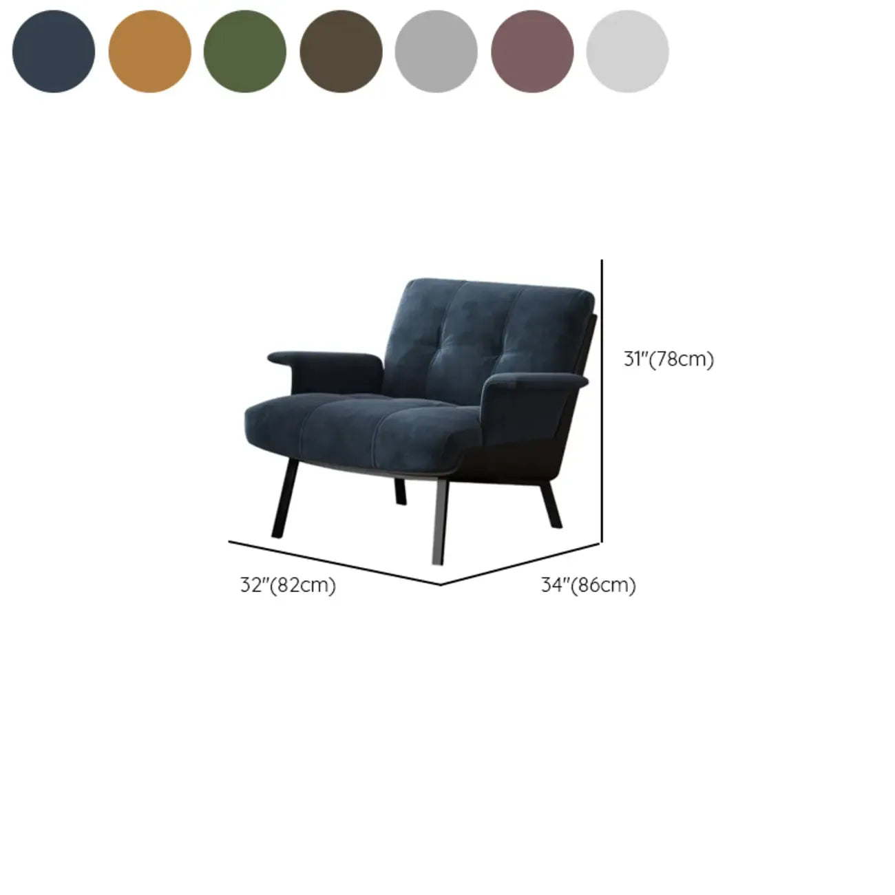 Poltrona Accent con braccioli, trapuntata in flanella, stile Art Déco