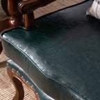 Fauteuil traditionnel en cuir et bois massif de style moderne du milieu du siècle
