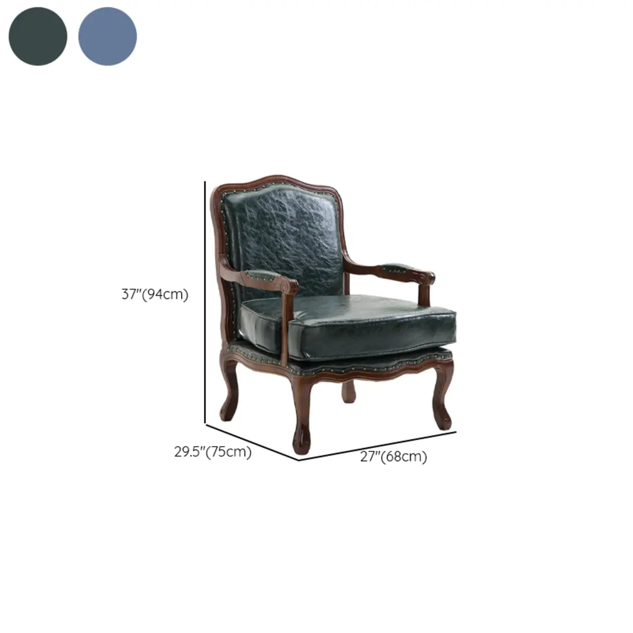 Fauteuil traditionnel en cuir et bois massif de style moderne du milieu du siècle