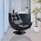 Fauteuil pivotant en cuir noir capitonné avec coussin inclus