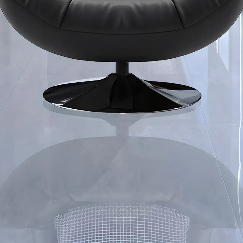 Fauteuil pivotant en cuir noir capitonné avec coussin inclus