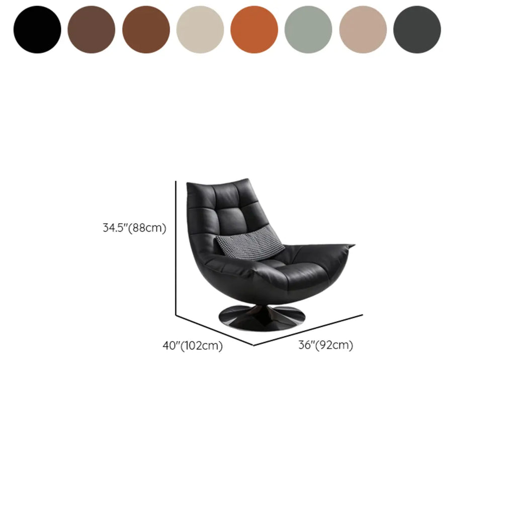 Fauteuil pivotant en cuir noir capitonné avec coussin inclus