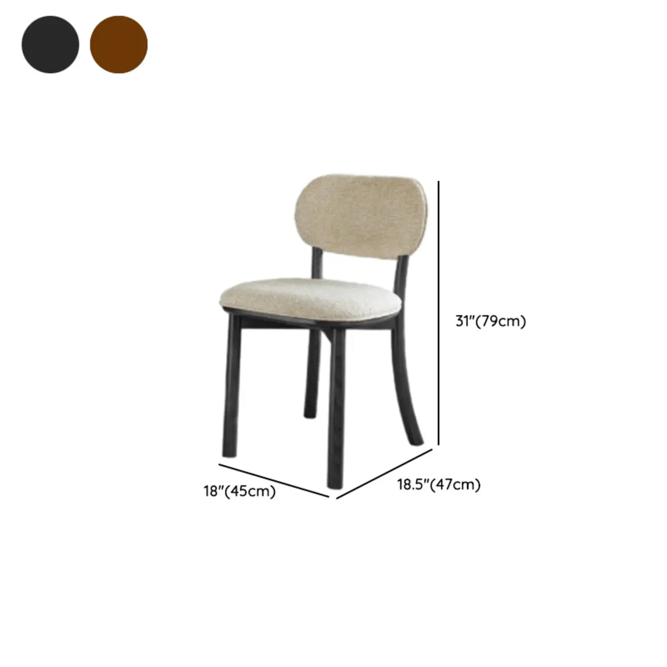 Chaise de salle à manger moderne sans accoudoirs, en bois massif rembourrée