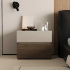 Élégante table de chevet en bois à deux niveaux avec tiroirs pour chambre à coucher