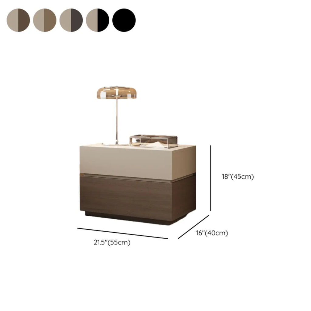 Élégante table de chevet en bois à deux niveaux avec tiroirs pour chambre à coucher