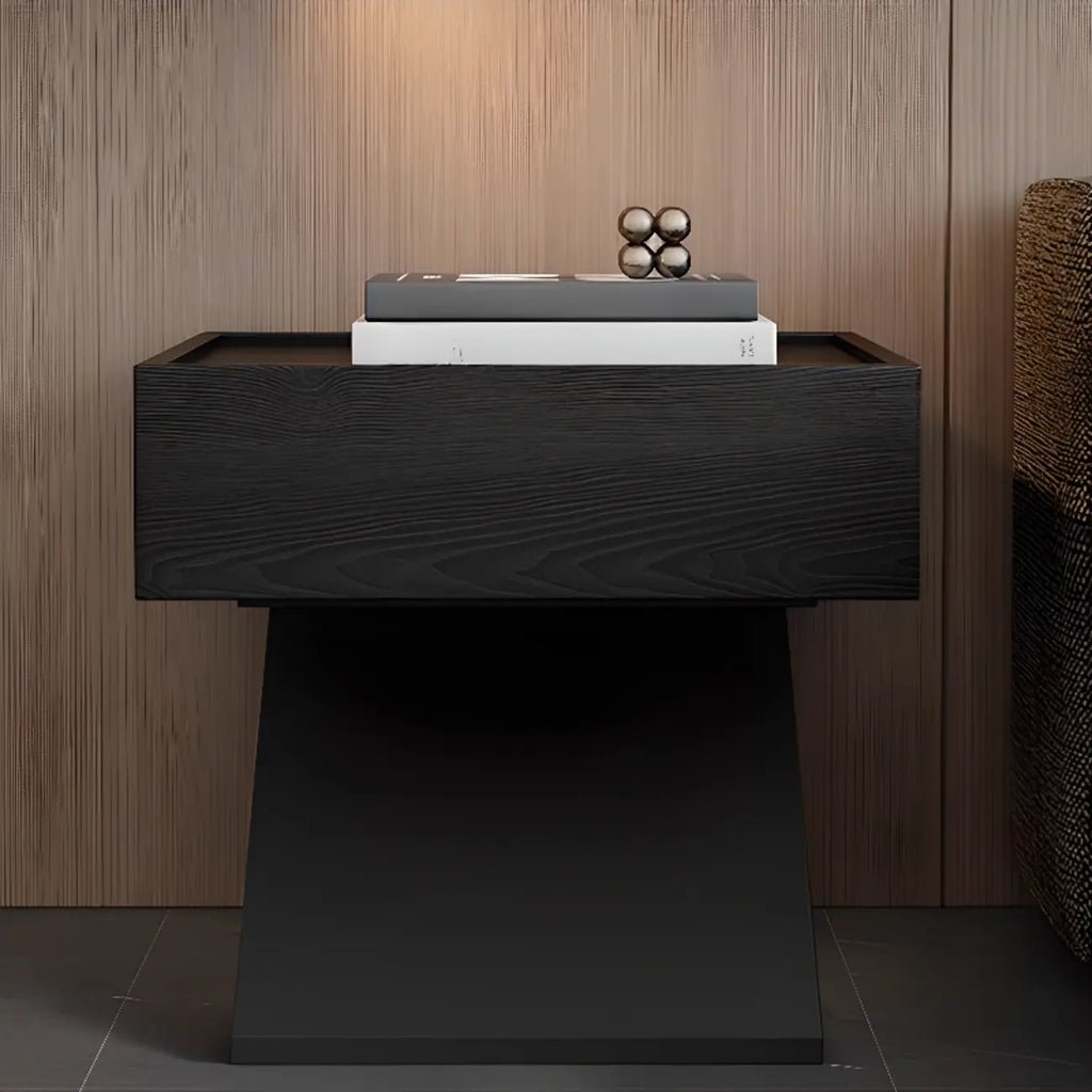 Table de chevet moderne en bois avec tiroir et piètement en Z