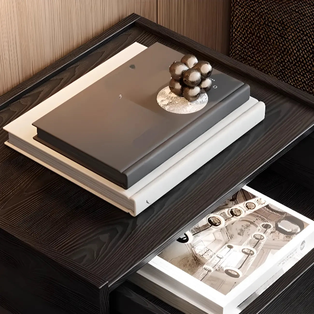Table de chevet moderne en bois avec tiroir et piètement en Z
