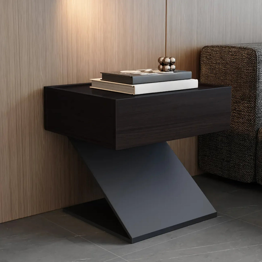 Table de chevet moderne en bois avec tiroir et piètement en Z