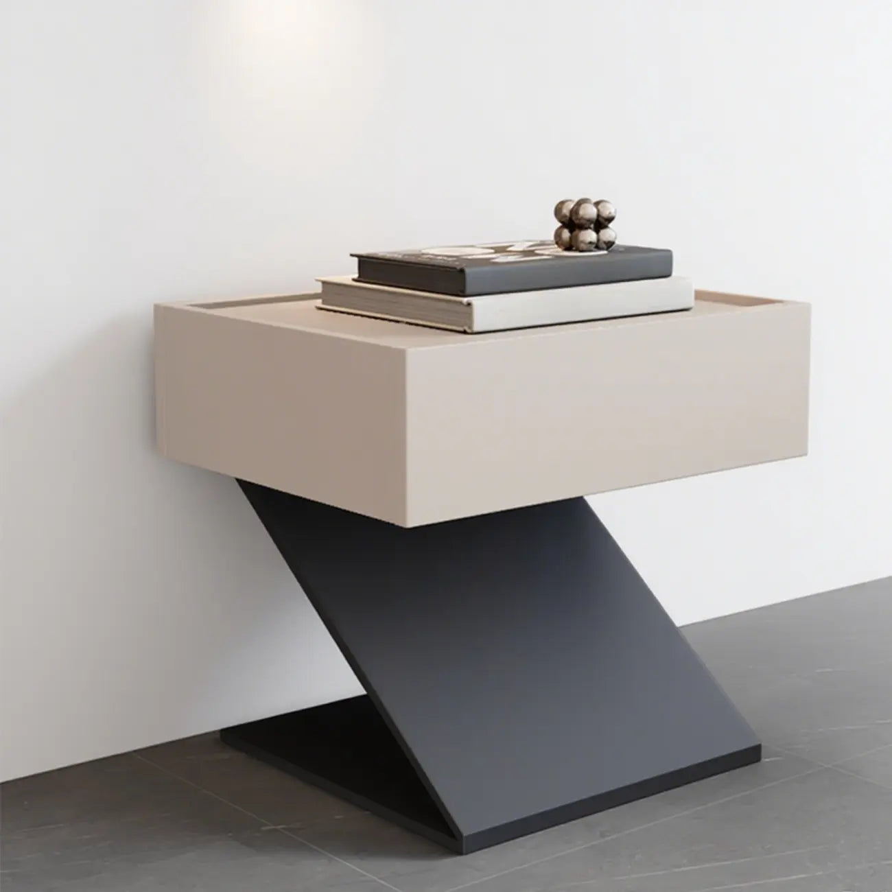 Table de chevet moderne en bois avec tiroir et piètement en Z