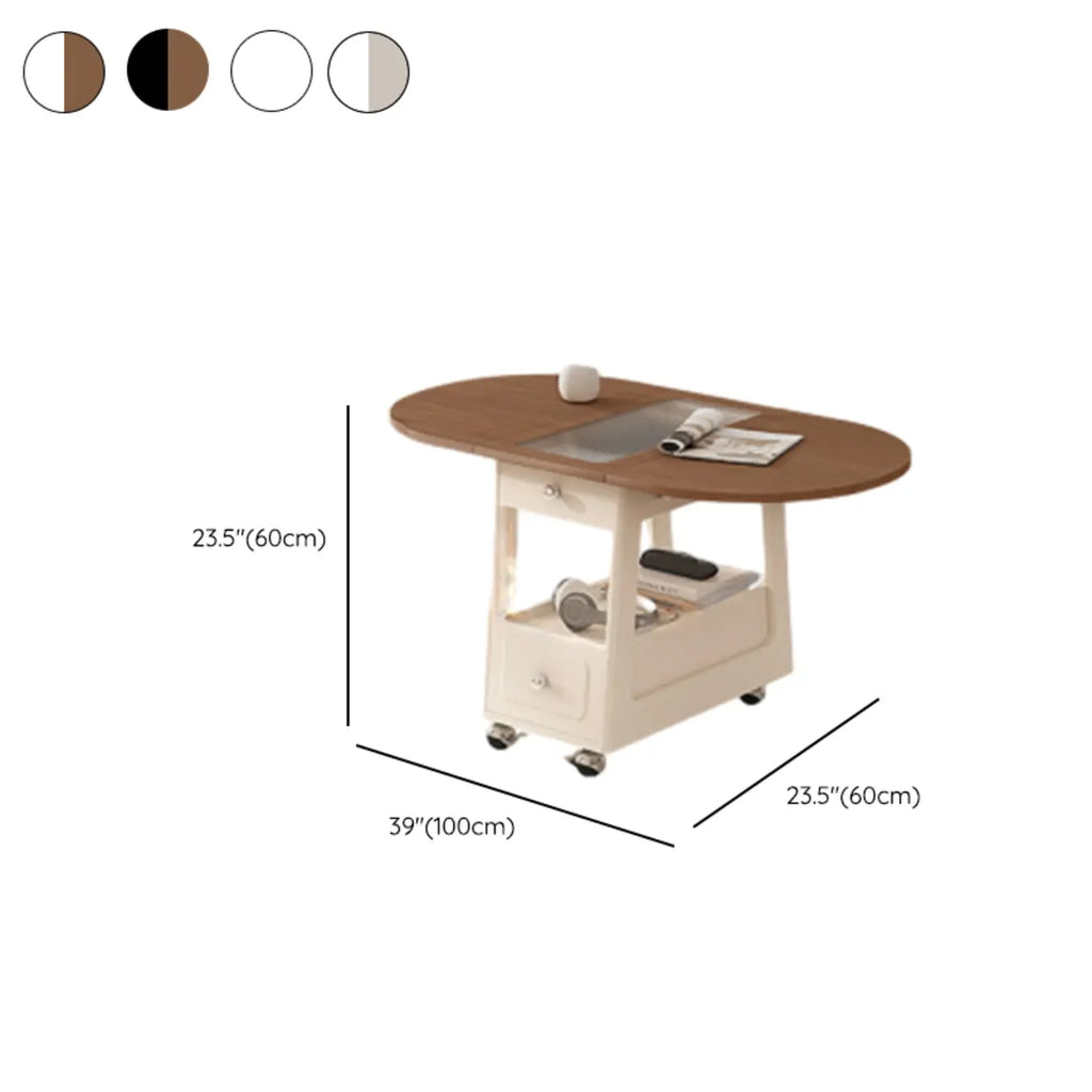 Tavolino moderno in legno con ruote e piano regolabile
