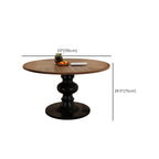 Table de salle à manger ronde Art Déco avec plateau fixe en bois naturel brun