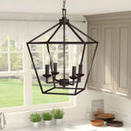 Lustre lanterne géométrique en métal noir au design moderne
