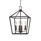 Lustre lanterne géométrique en métal noir au design moderne