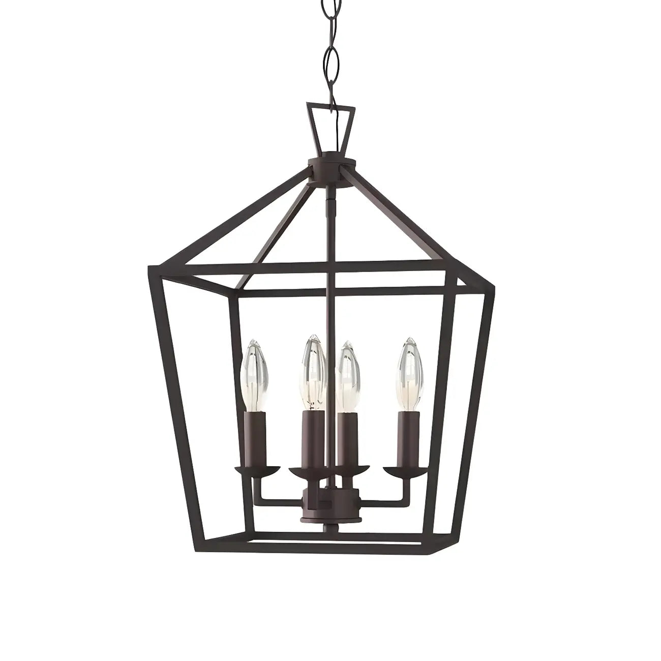 Lustre lanterne géométrique en métal noir au design moderne