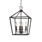 Lustre lanterne géométrique en métal noir au design moderne