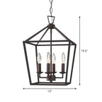 Lustre lanterne géométrique en métal noir au design moderne