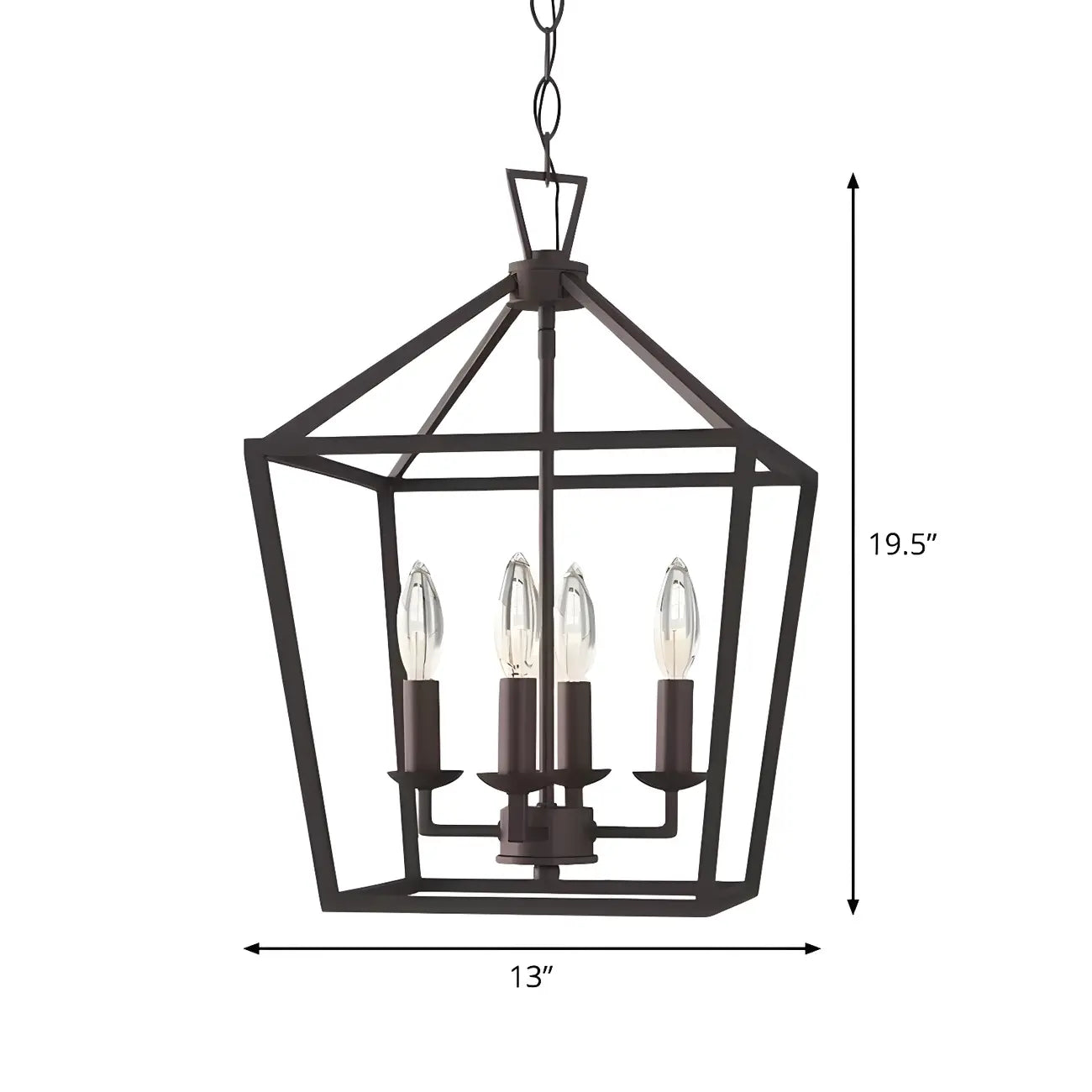 Lustre lanterne géométrique en métal noir au design moderne