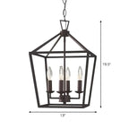 Lustre lanterne géométrique en métal noir au design moderne
