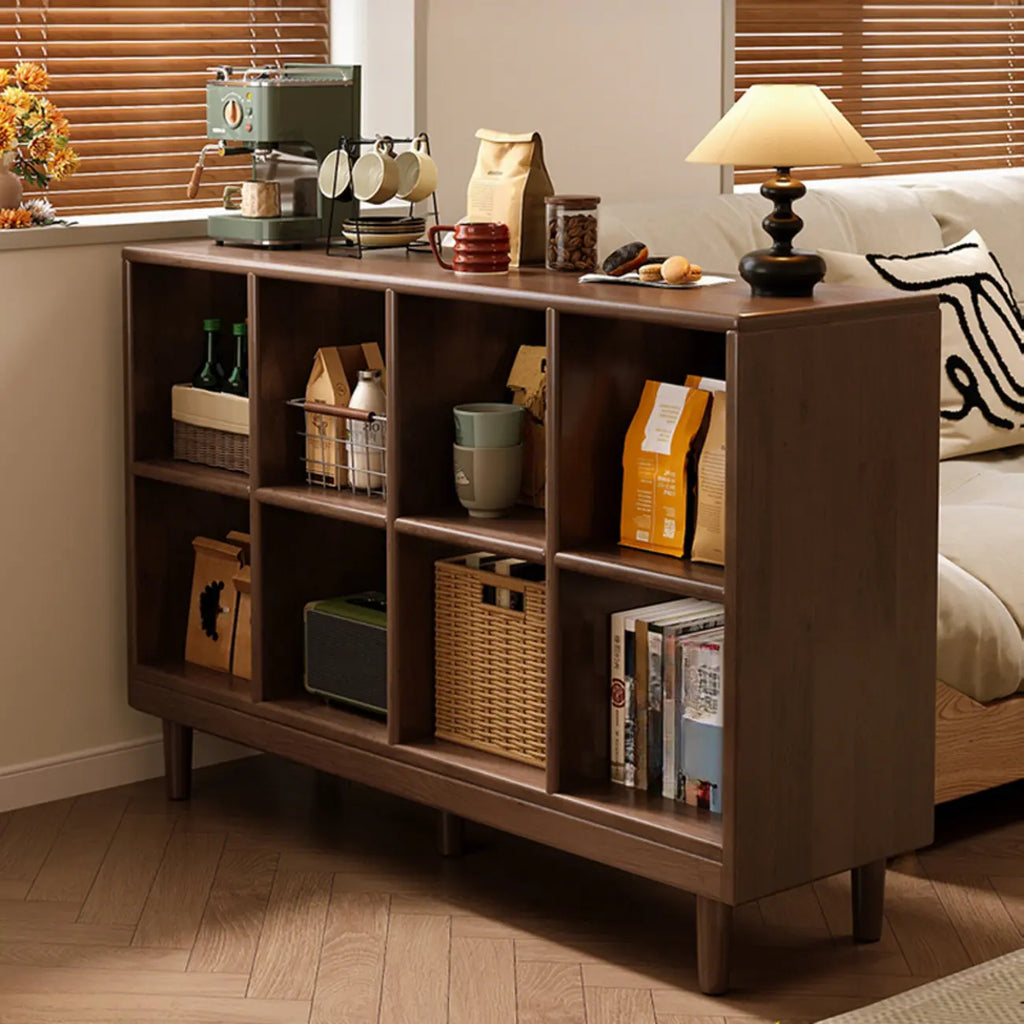 Bibliothèque modulaire autoportante en bois naturel brun