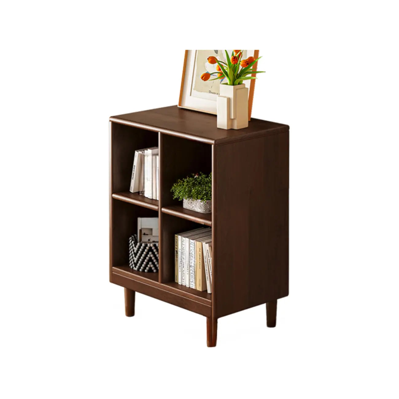 Bibliothèque modulaire autoportante en bois naturel brun