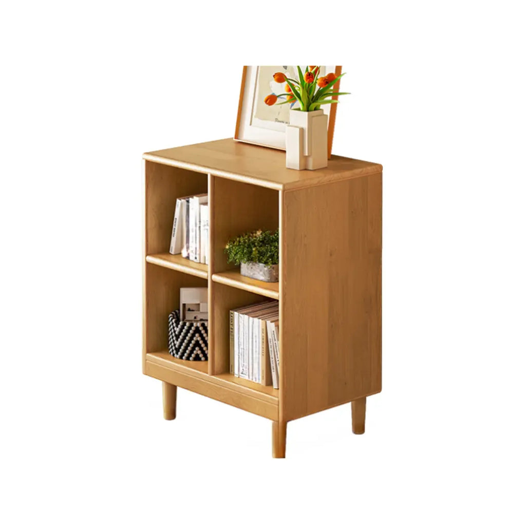 Bibliothèque modulaire autoportante en bois naturel brun