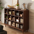 Bibliothèque modulaire autoportante en bois naturel brun