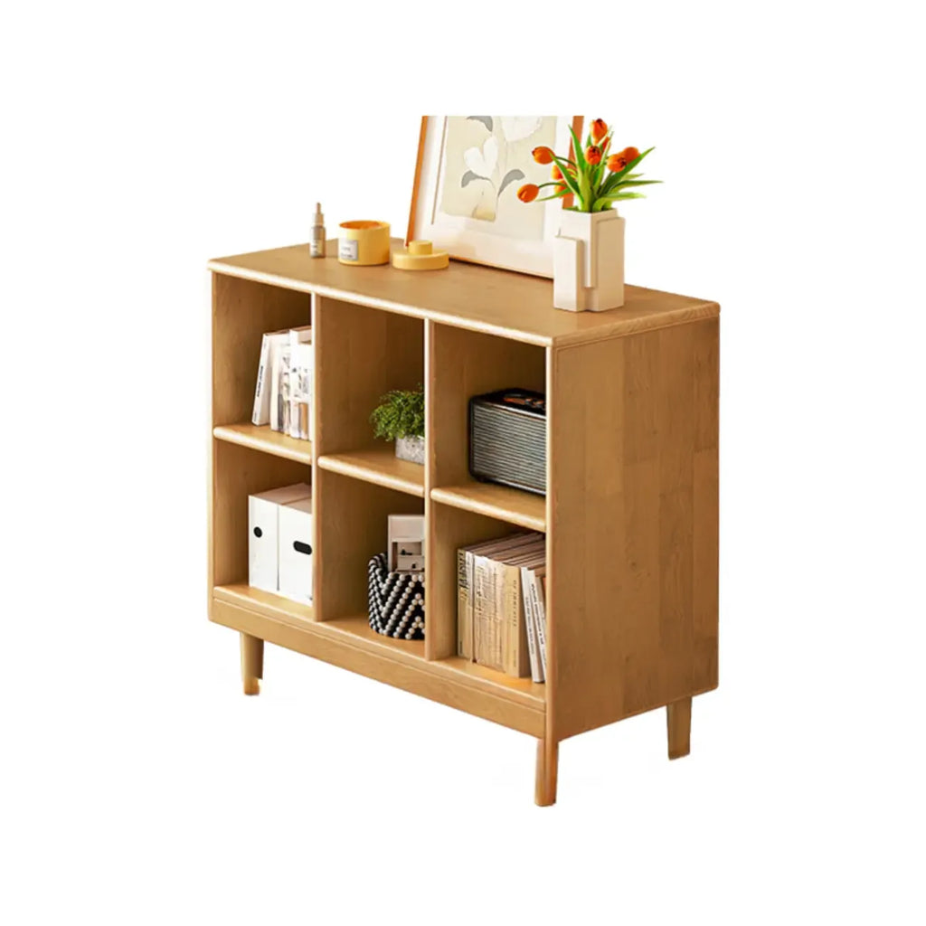 Bibliothèque modulaire autoportante en bois naturel brun