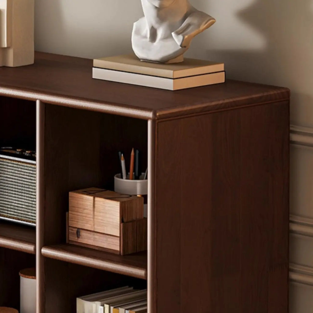 Bibliothèque modulaire autoportante en bois naturel brun