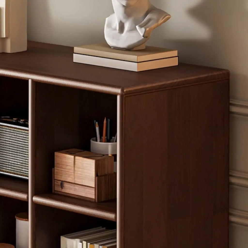 Bibliothèque modulaire autoportante en bois naturel brun