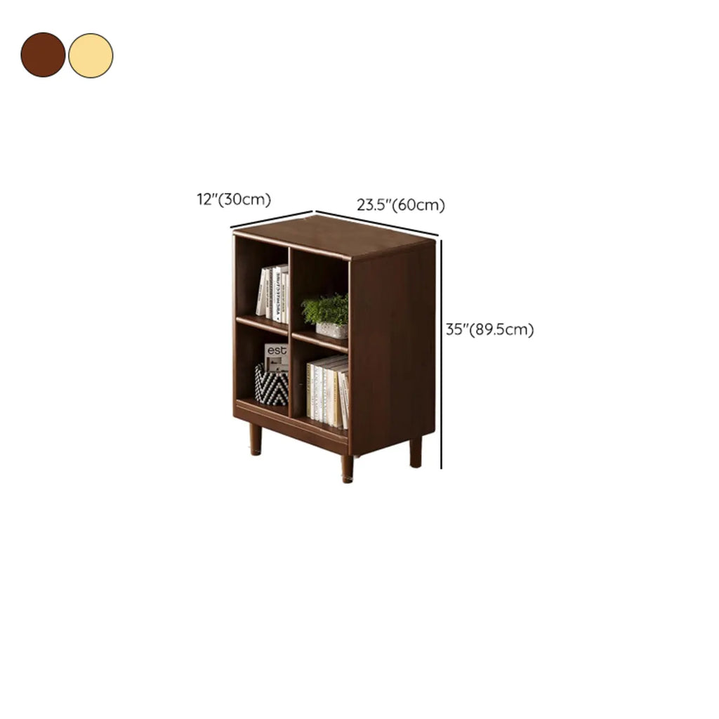 Bibliothèque modulaire autoportante en bois naturel brun