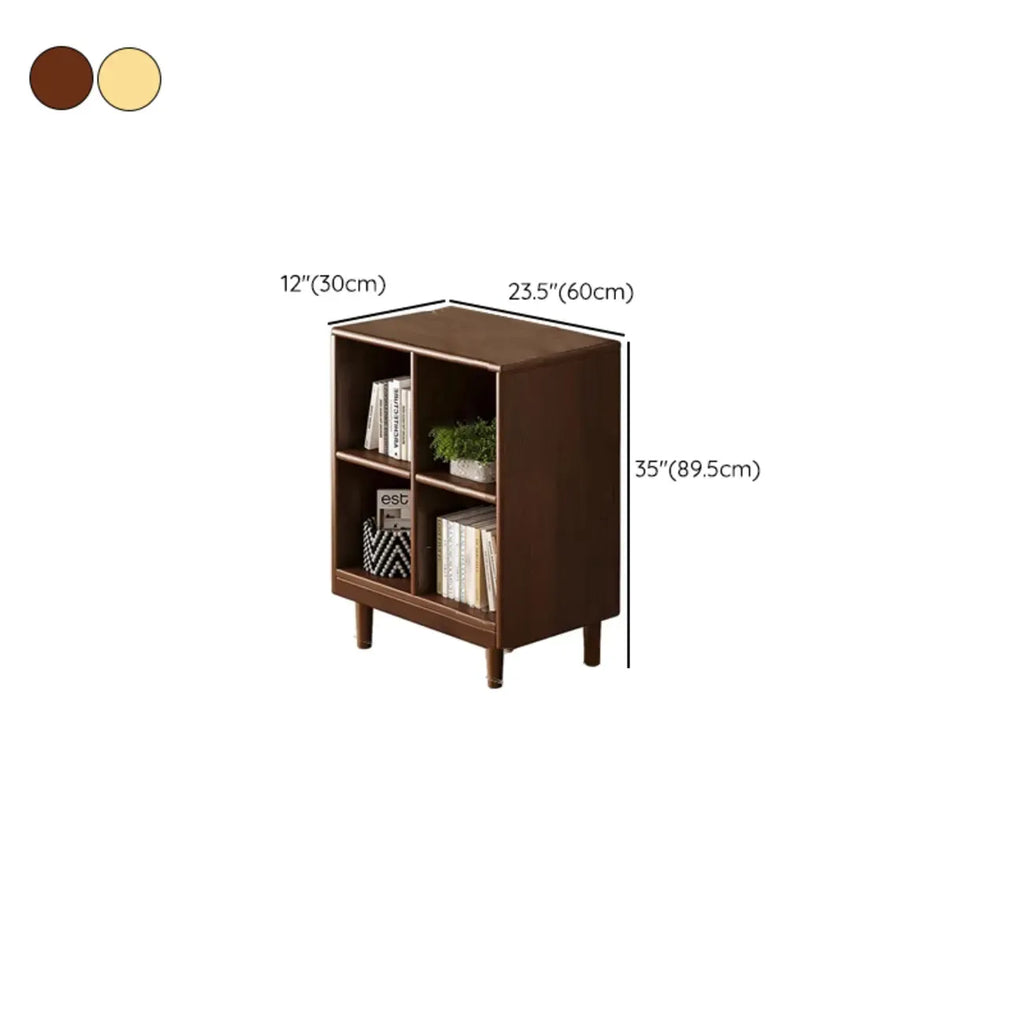 Bibliothèque modulaire autoportante en bois naturel brun