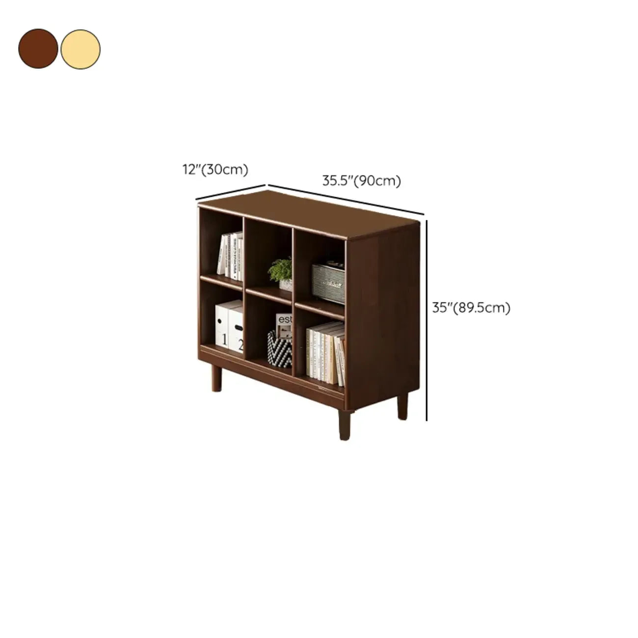 Bibliothèque modulaire autoportante en bois naturel brun