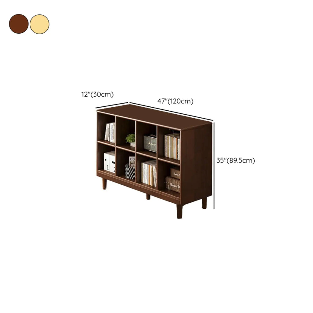Bibliothèque modulaire autoportante en bois naturel brun