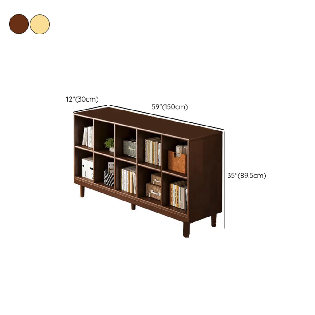 Bibliothèque modulaire autoportante en bois naturel brun