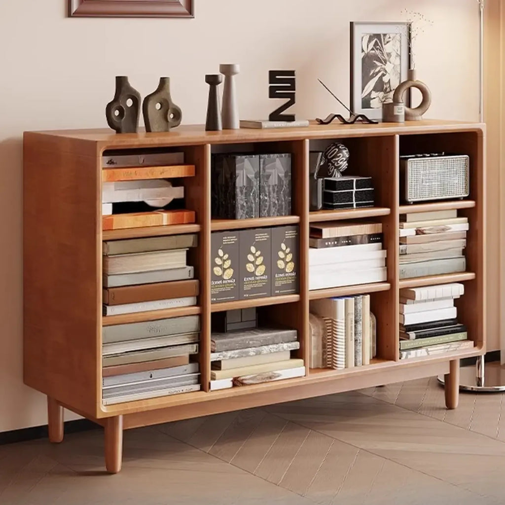 Bibliothèque sur pied en chêne massif de style moderne du milieu du siècle, à dos fermé