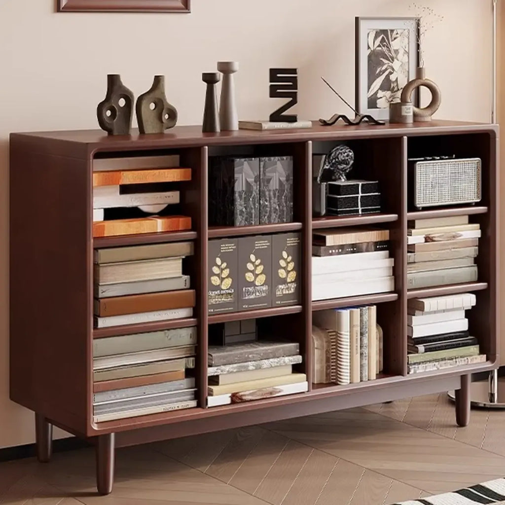Bibliothèque sur pied en chêne massif de style moderne du milieu du siècle, à dos fermé