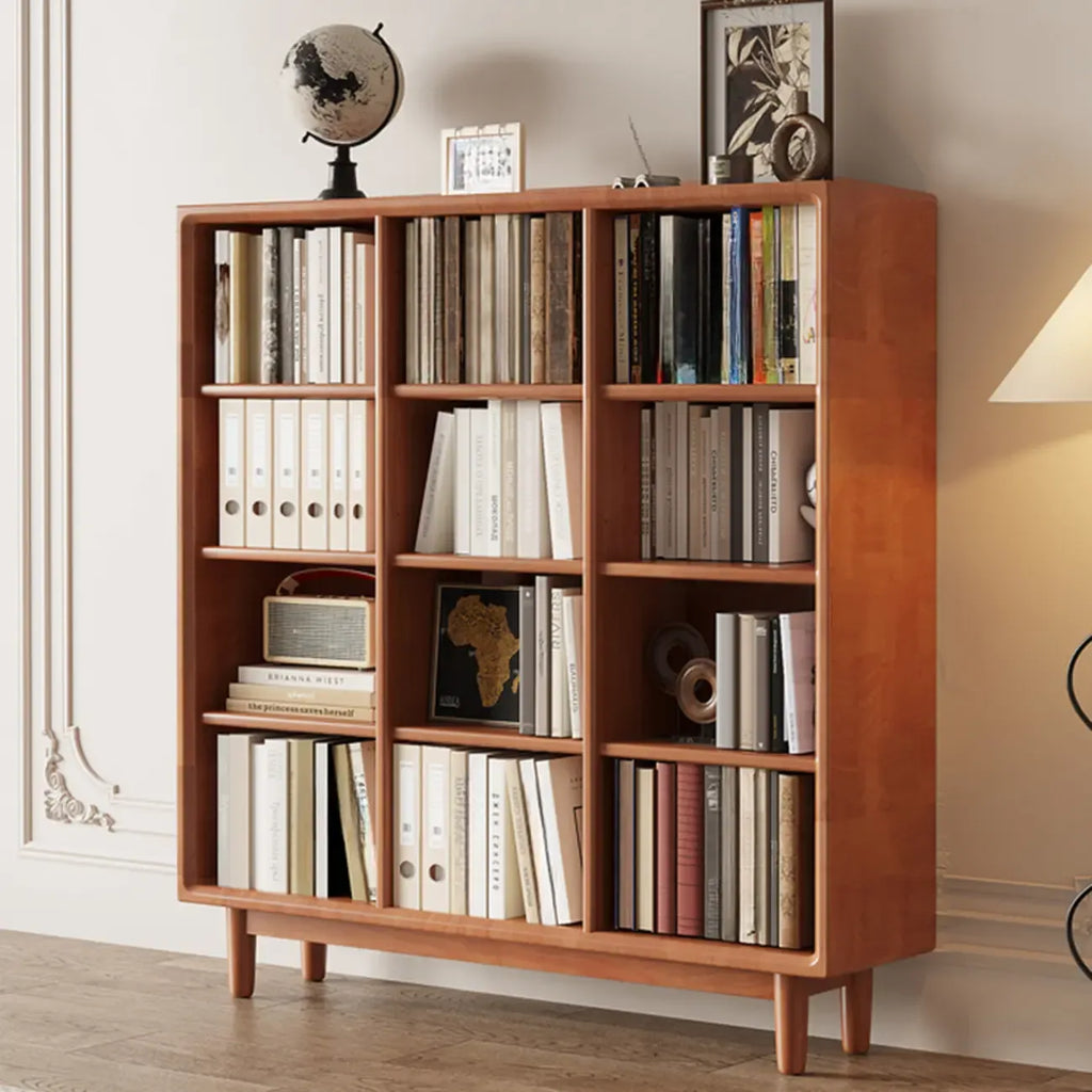 Bibliothèque sur pied en chêne massif de style moderne du milieu du siècle, à dos fermé