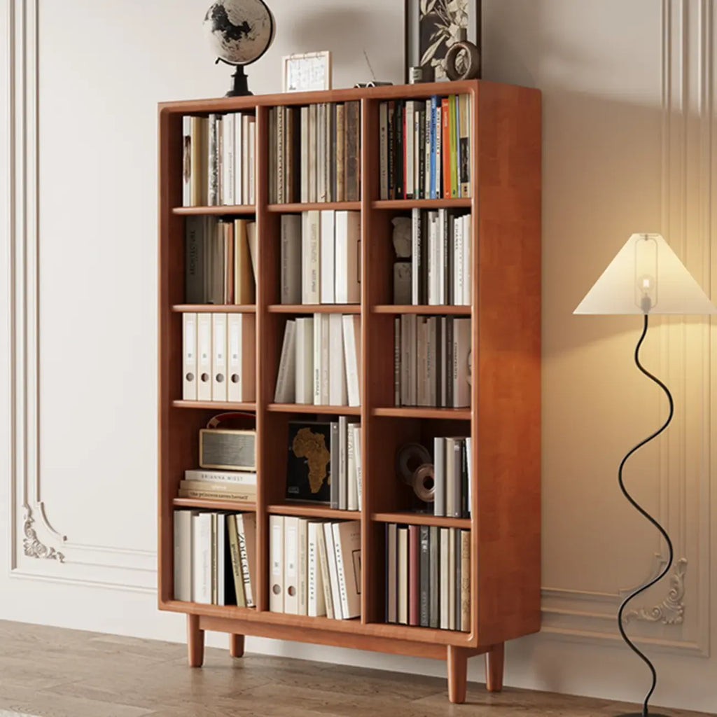 Bibliothèque sur pied en chêne massif de style moderne du milieu du siècle, à dos fermé