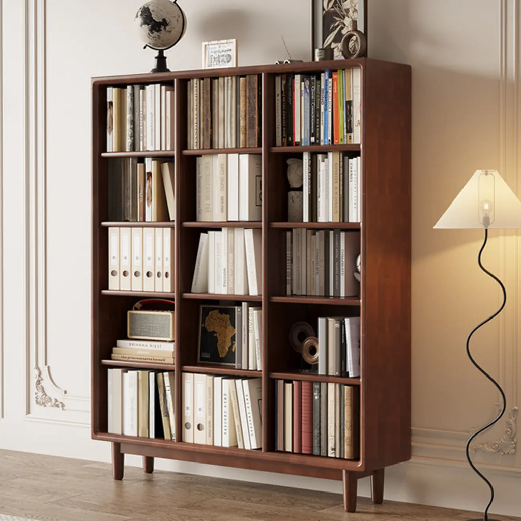 Bibliothèque sur pied en chêne massif de style moderne du milieu du siècle, à dos fermé