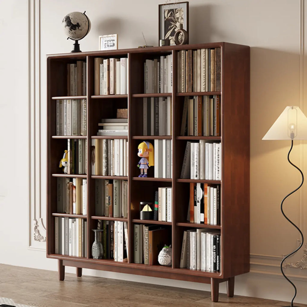 Bibliothèque sur pied en chêne massif de style moderne du milieu du siècle, à dos fermé