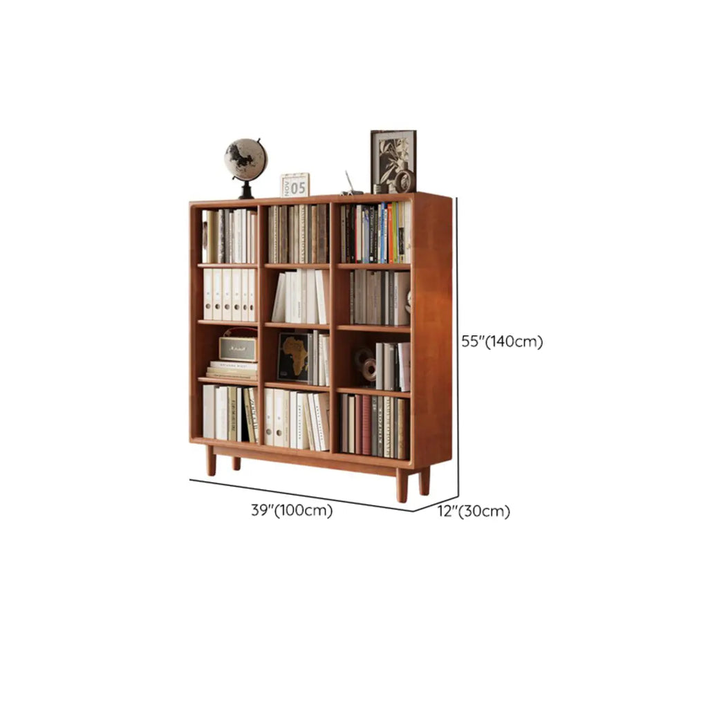 Bibliothèque sur pied en chêne massif de style moderne du milieu du siècle, à dos fermé