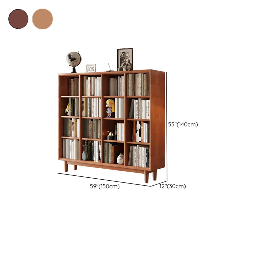 Bibliothèque sur pied en chêne massif de style moderne du milieu du siècle, à dos fermé