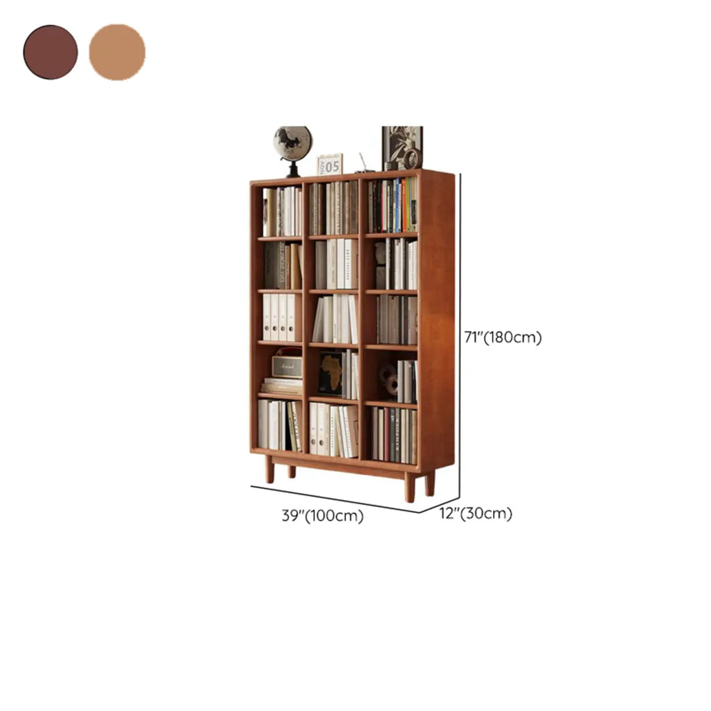Bibliothèque sur pied en chêne massif de style moderne du milieu du siècle, à dos fermé