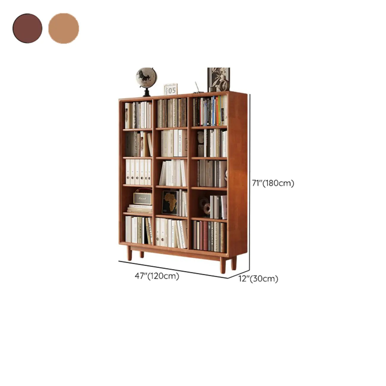 Bibliothèque sur pied en chêne massif de style moderne du milieu du siècle, à dos fermé
