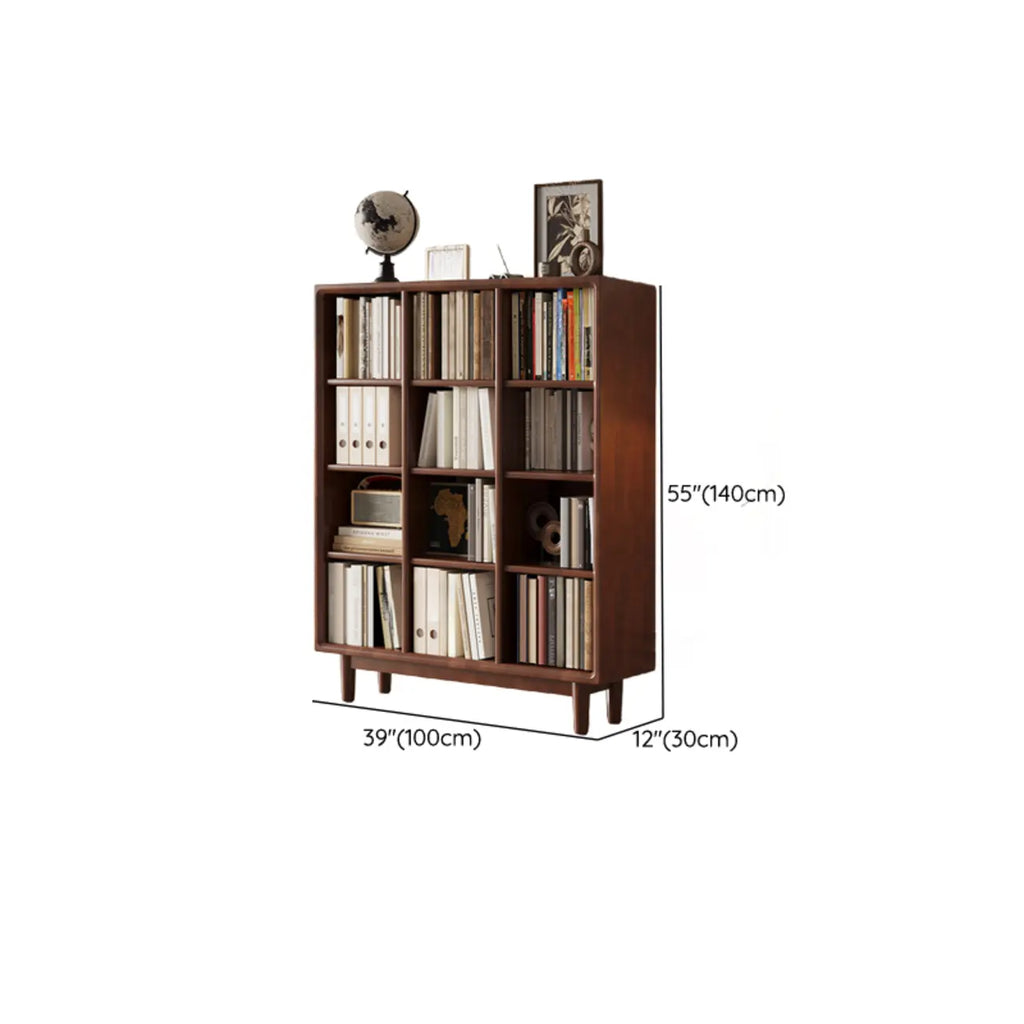 Bibliothèque sur pied en chêne massif de style moderne du milieu du siècle, à dos fermé