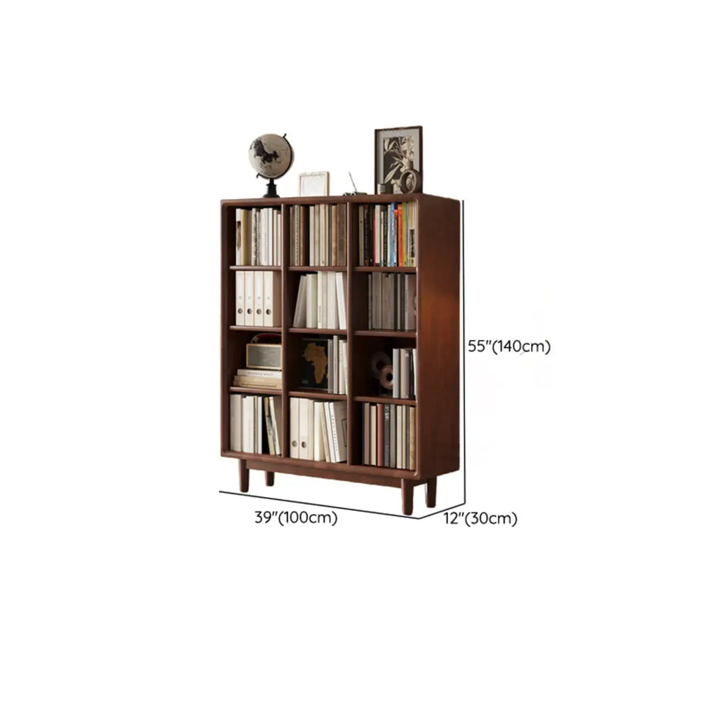 Bibliothèque sur pied en chêne massif de style moderne du milieu du siècle, à dos fermé