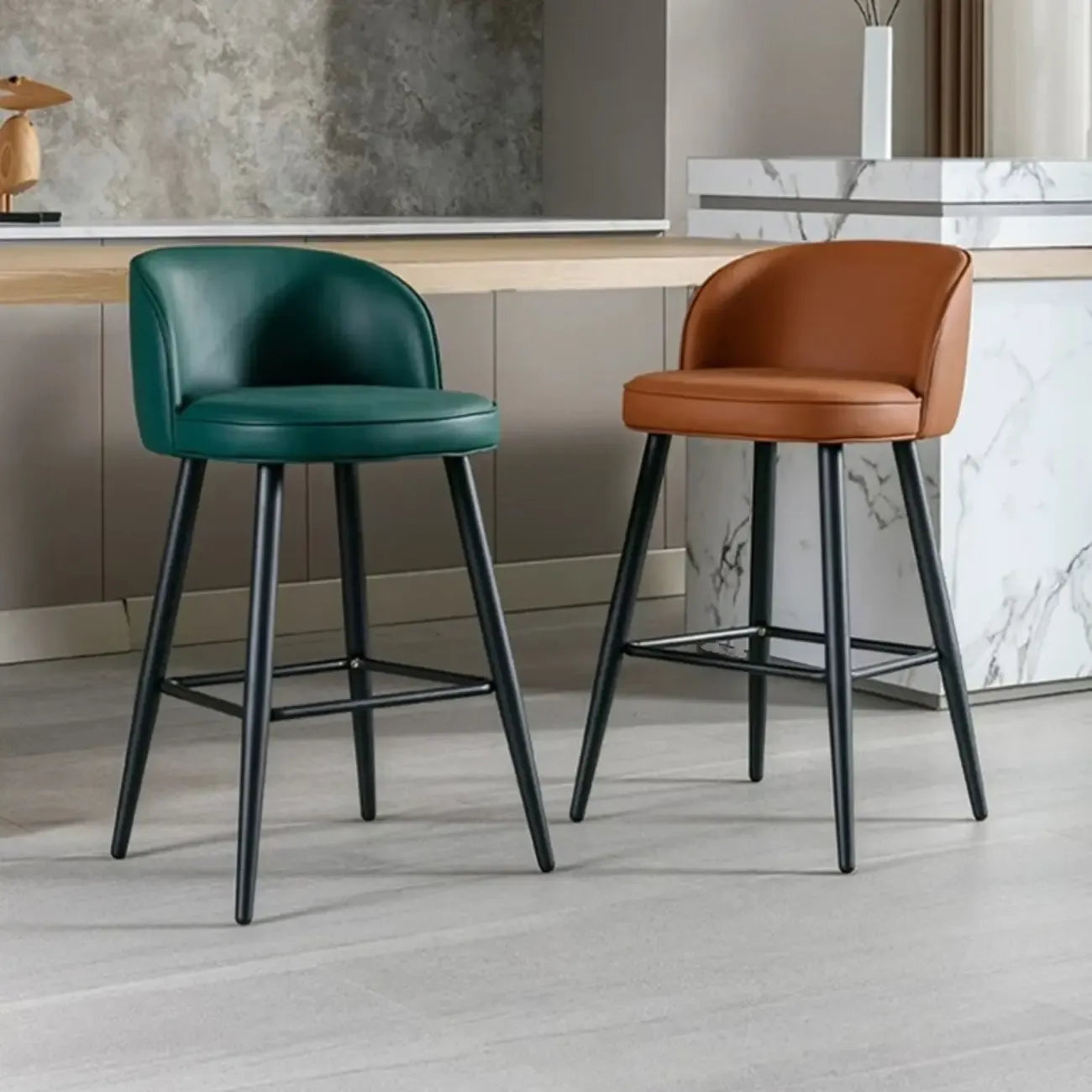 Tabourets de bar glamour en cuir, hauteur comptoir
