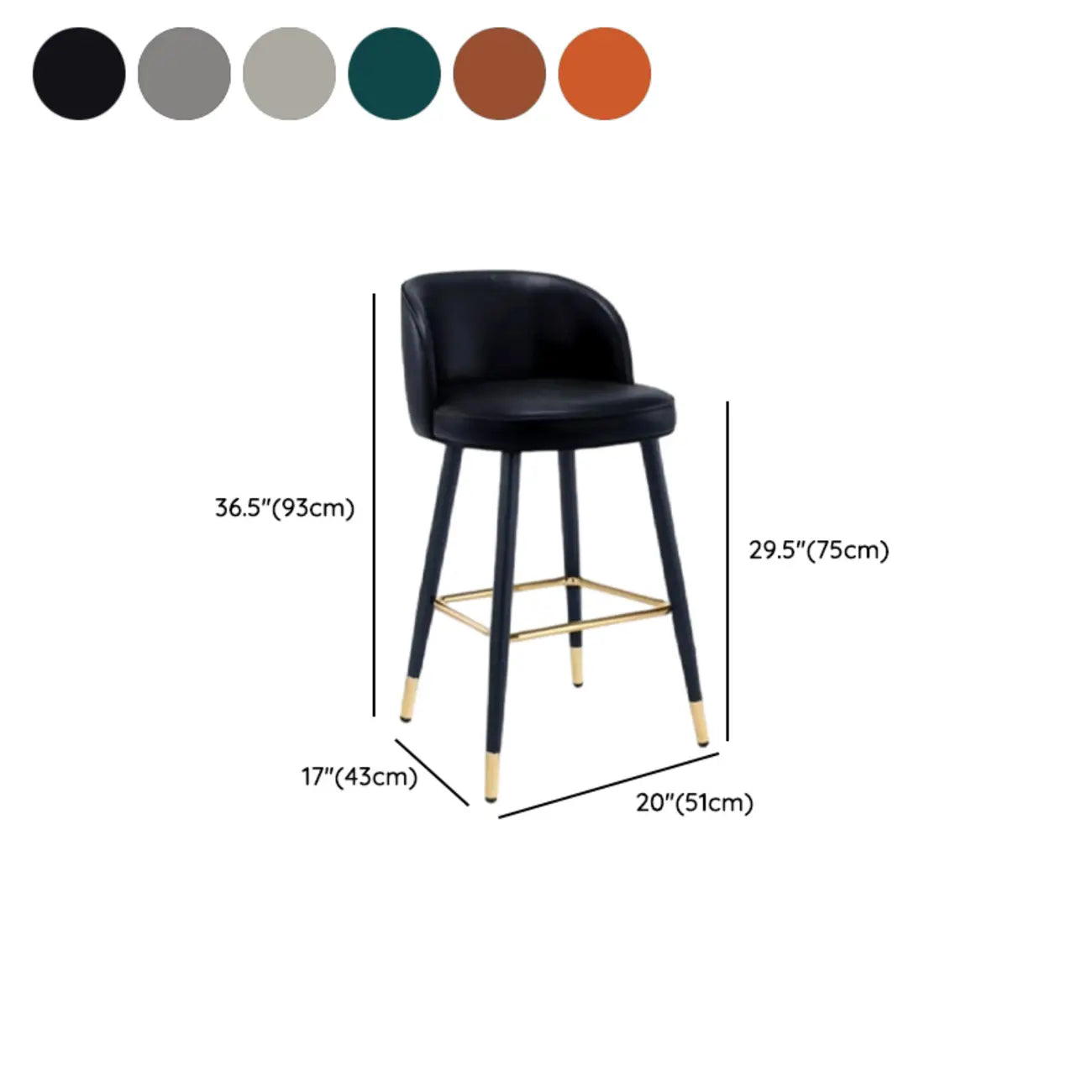 Tabourets de bar glamour en cuir, hauteur comptoir