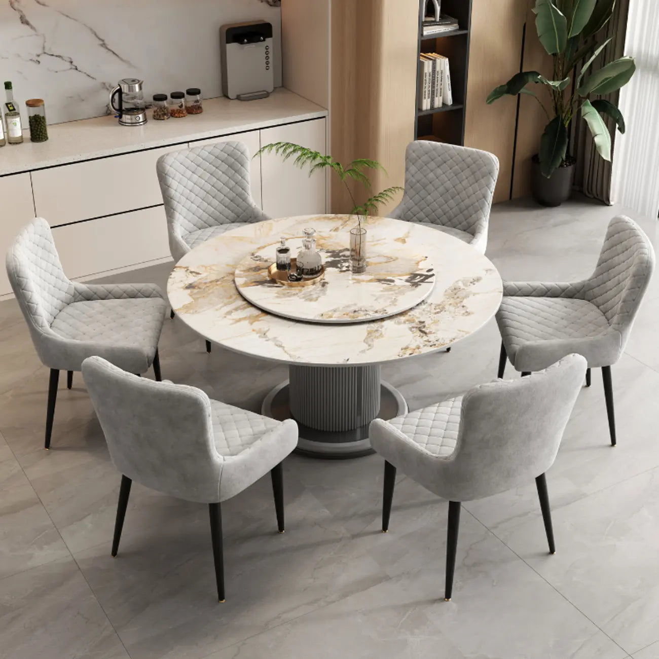 Chaises de salle à manger contemporaines rembourrées en chenille à dossier bas