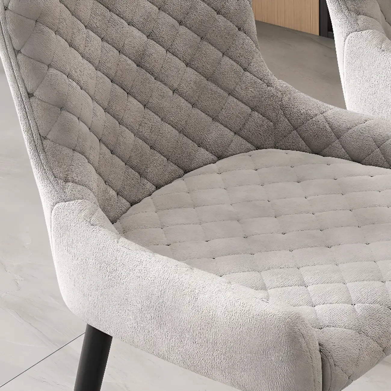 Chaises de salle à manger contemporaines rembourrées en chenille à dossier bas